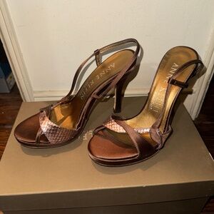 Anne Klein ny copper brown satin heel 6